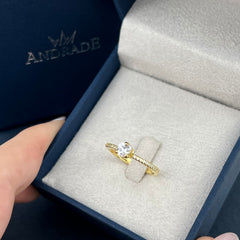 Anel de Noivado Solitário HEART em Ouro 18K com Zircônia Central em formato de Coração